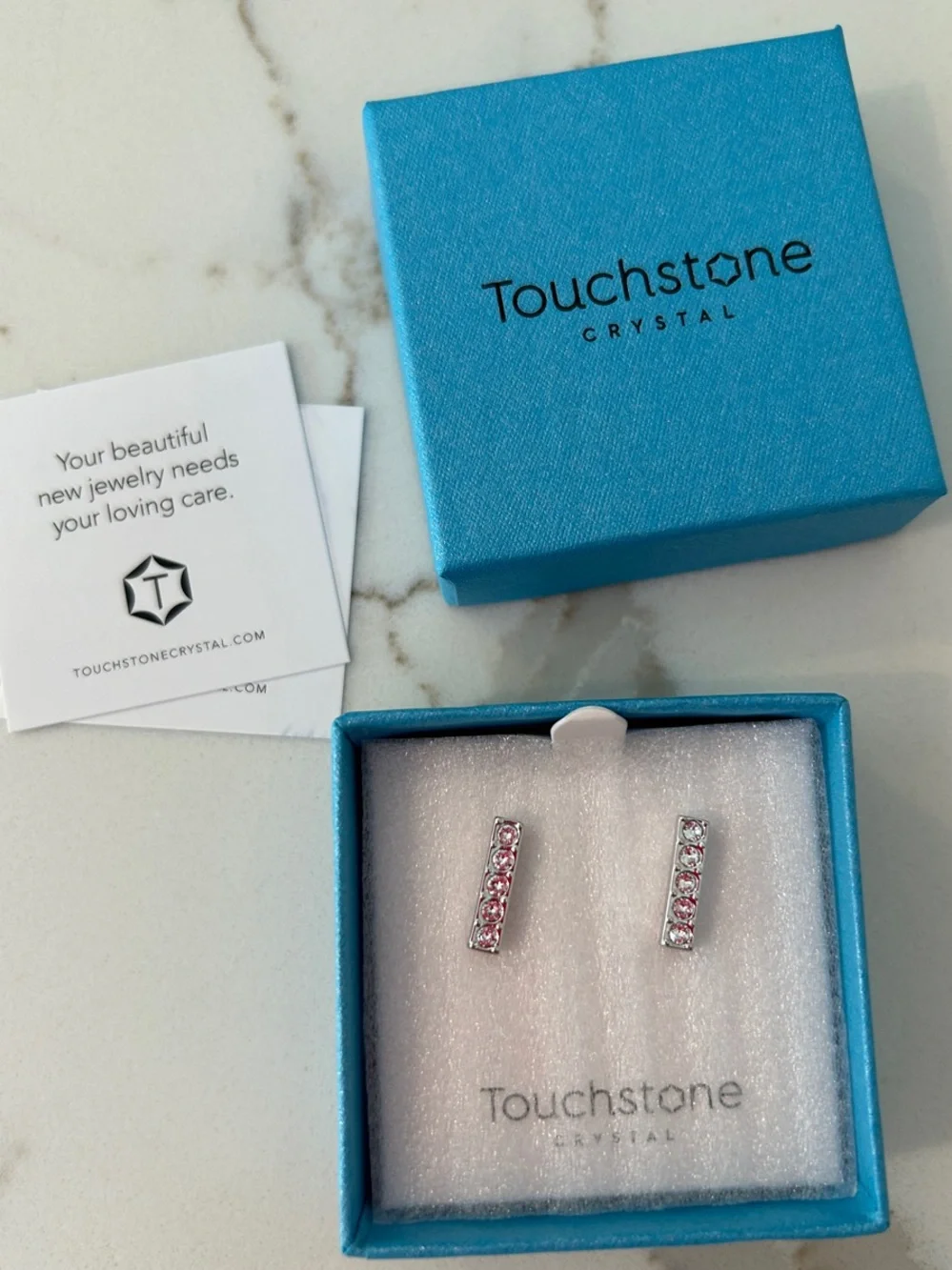 Touchstone To a Point Crystal Pave Bar Earrings
